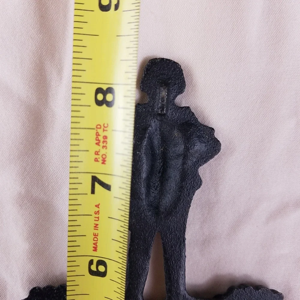 Vintage 1955 Cast Iron Trivet T-11 Cupid Sailor Cherub Black Metal Hot Plate 8.5
